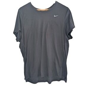 Nike Dri-FIT Miler Running Shirt Womens 2X Black Short Sleeve Training Top Plus